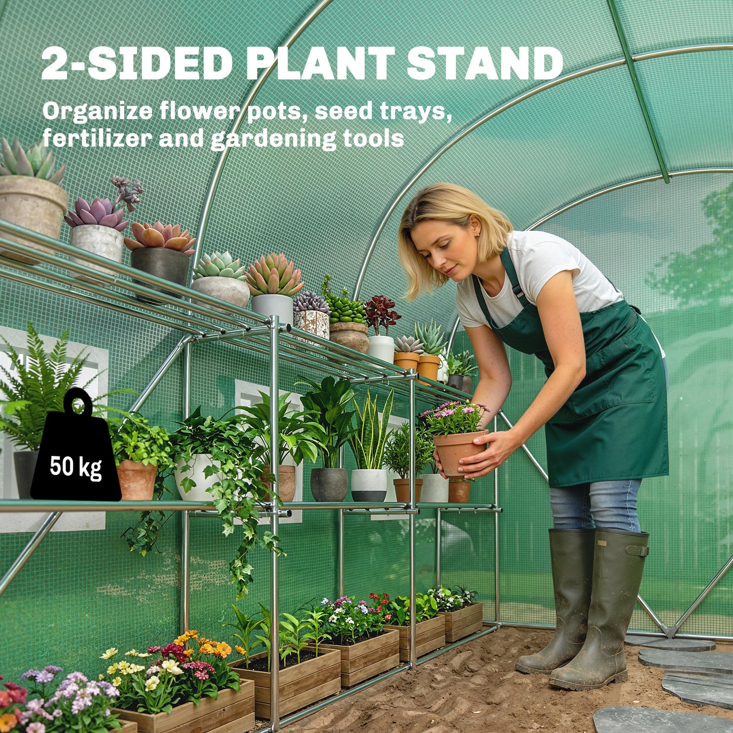 Walk-in Greenhouse with Shelves (1)