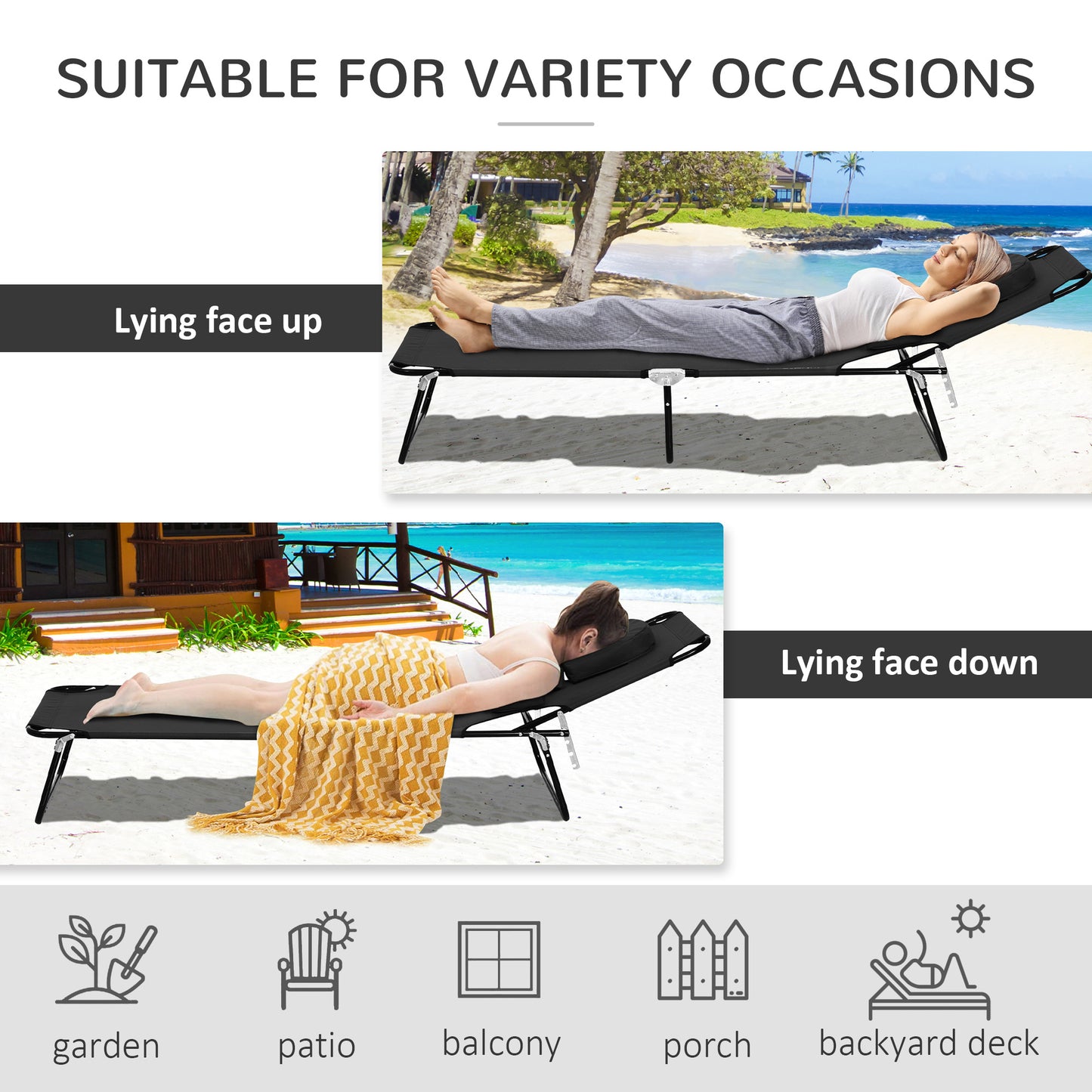 Outdoor Folding Sun Lounger with Face Hole