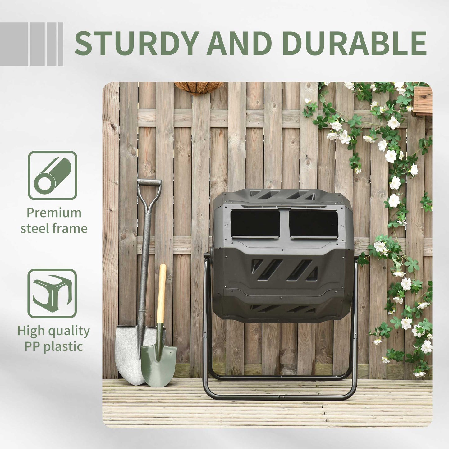 160L 360° Rotating Dual Chamber Composter