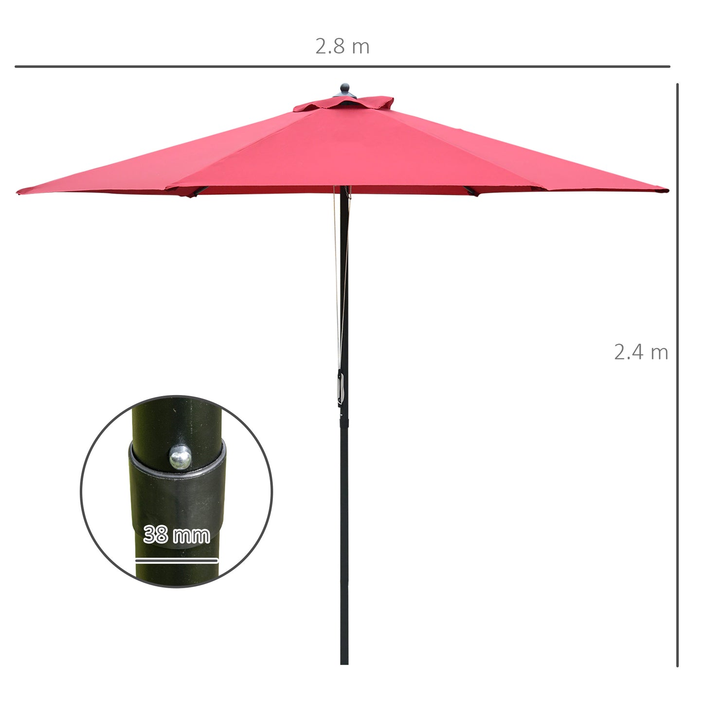 2.8m Garden Parasol Umbrella