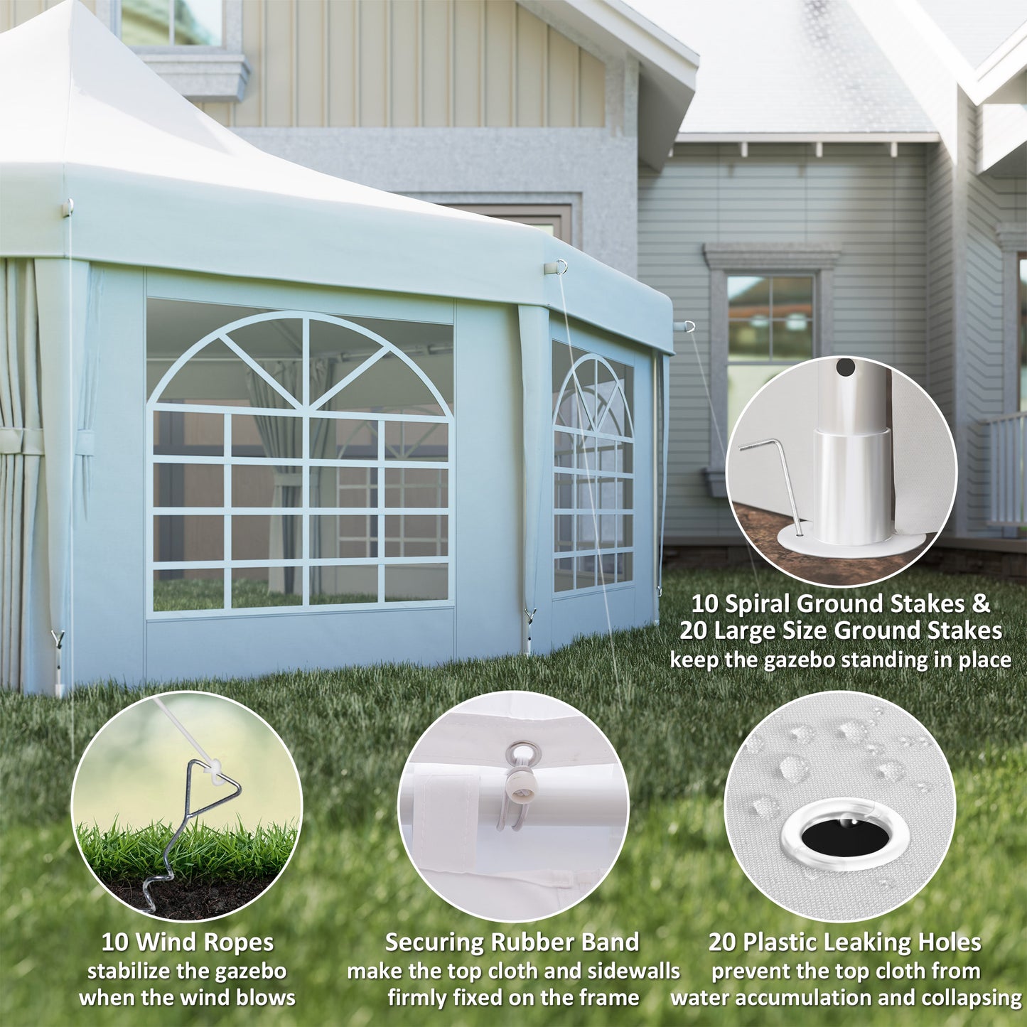 10 Sides Decagonal Garden Gazebo Marquee Party Tent Wedding Canopy