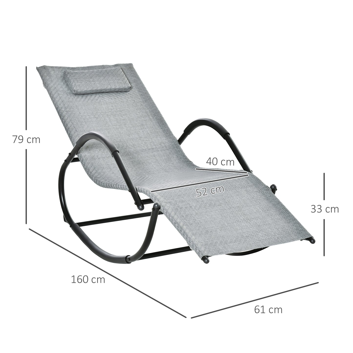 Zero Gravity Rocking Lounge Chair Rattan Effect Patio Rocking Chair