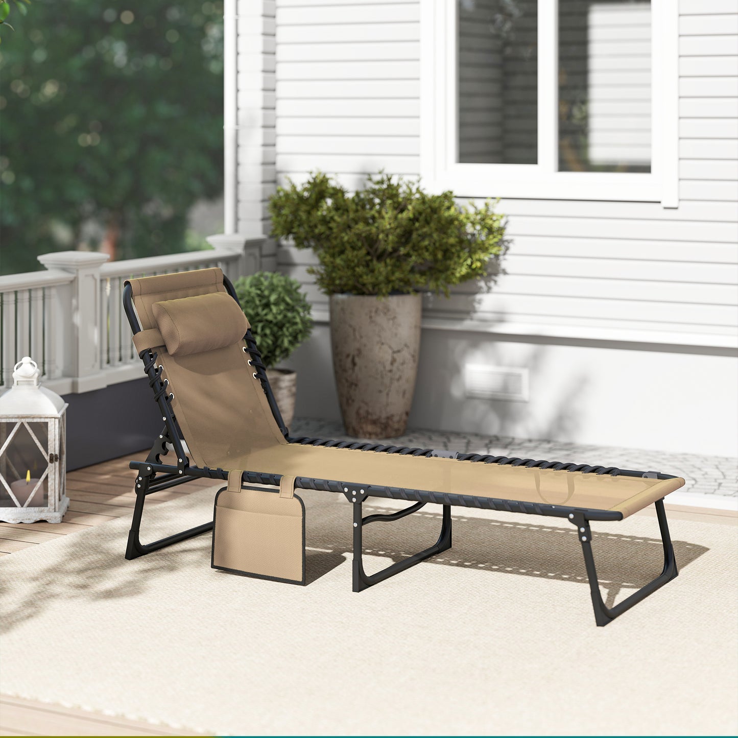 Portable Sun Lounger, Folding Camping Bed Cot