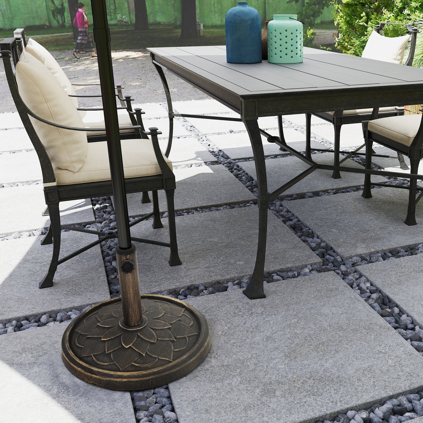 12kg Resin Garden Parasol Base, Round Umbrella Base