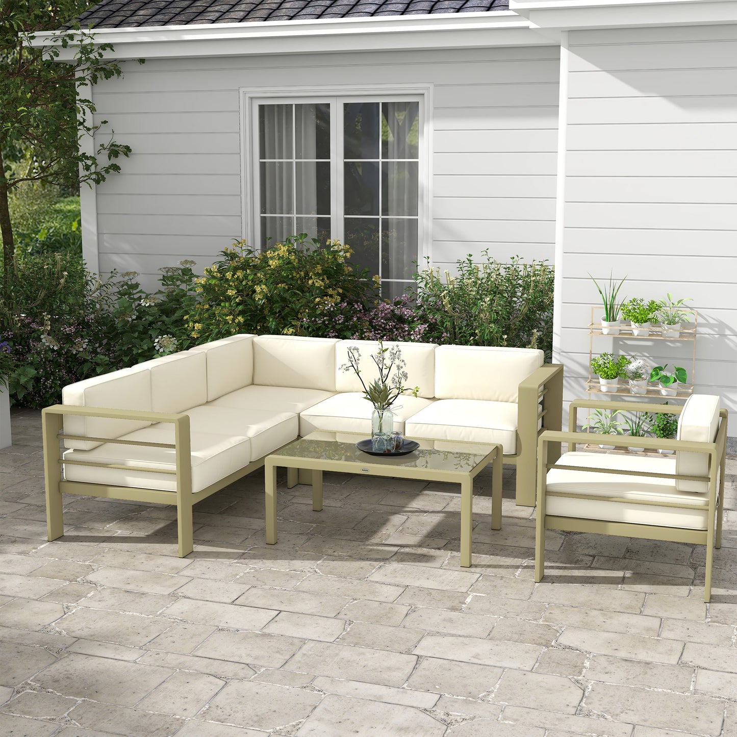 5-Piece Garden Corner Sofa Set with Cushions