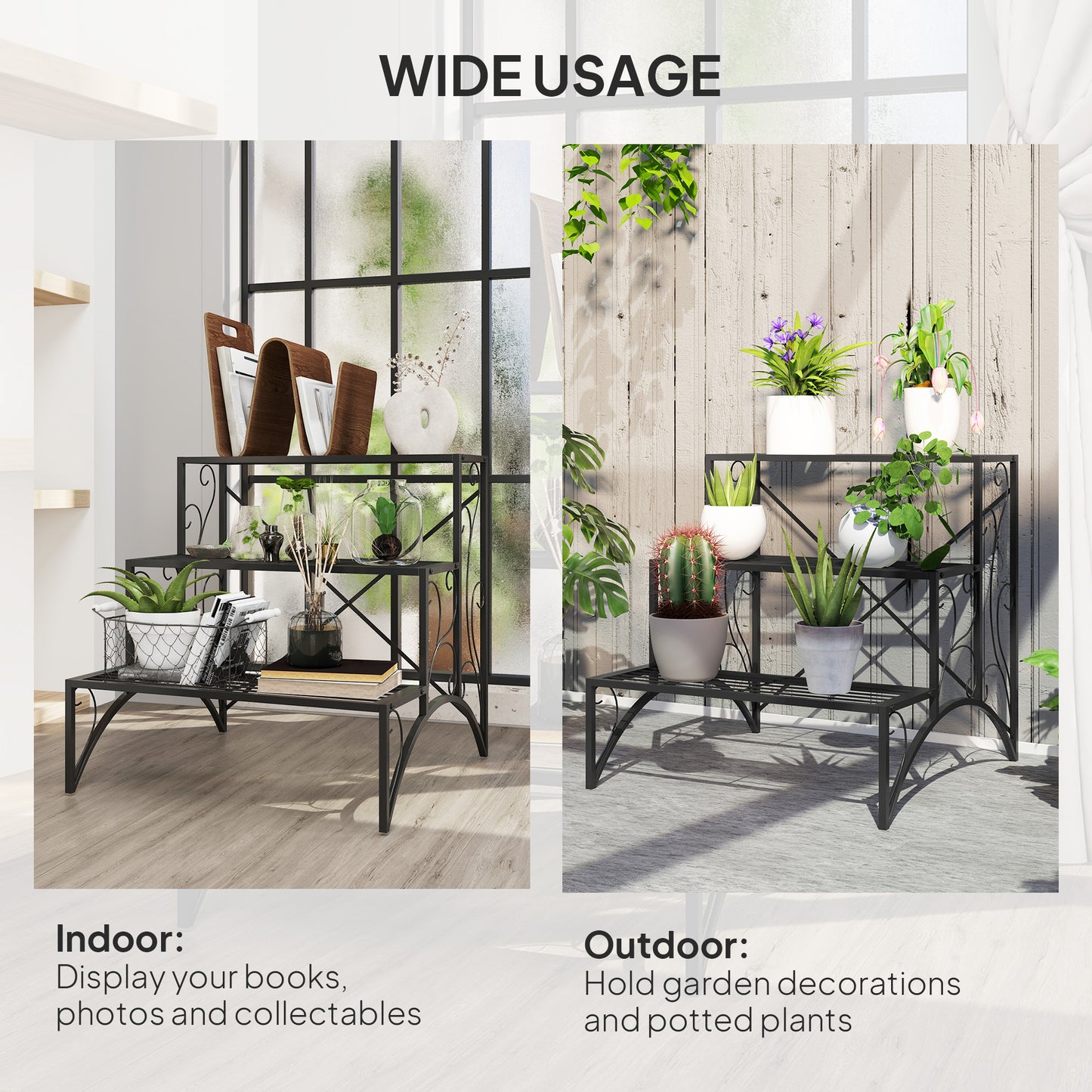 Three-Tier Decorative Metal Plant Stand