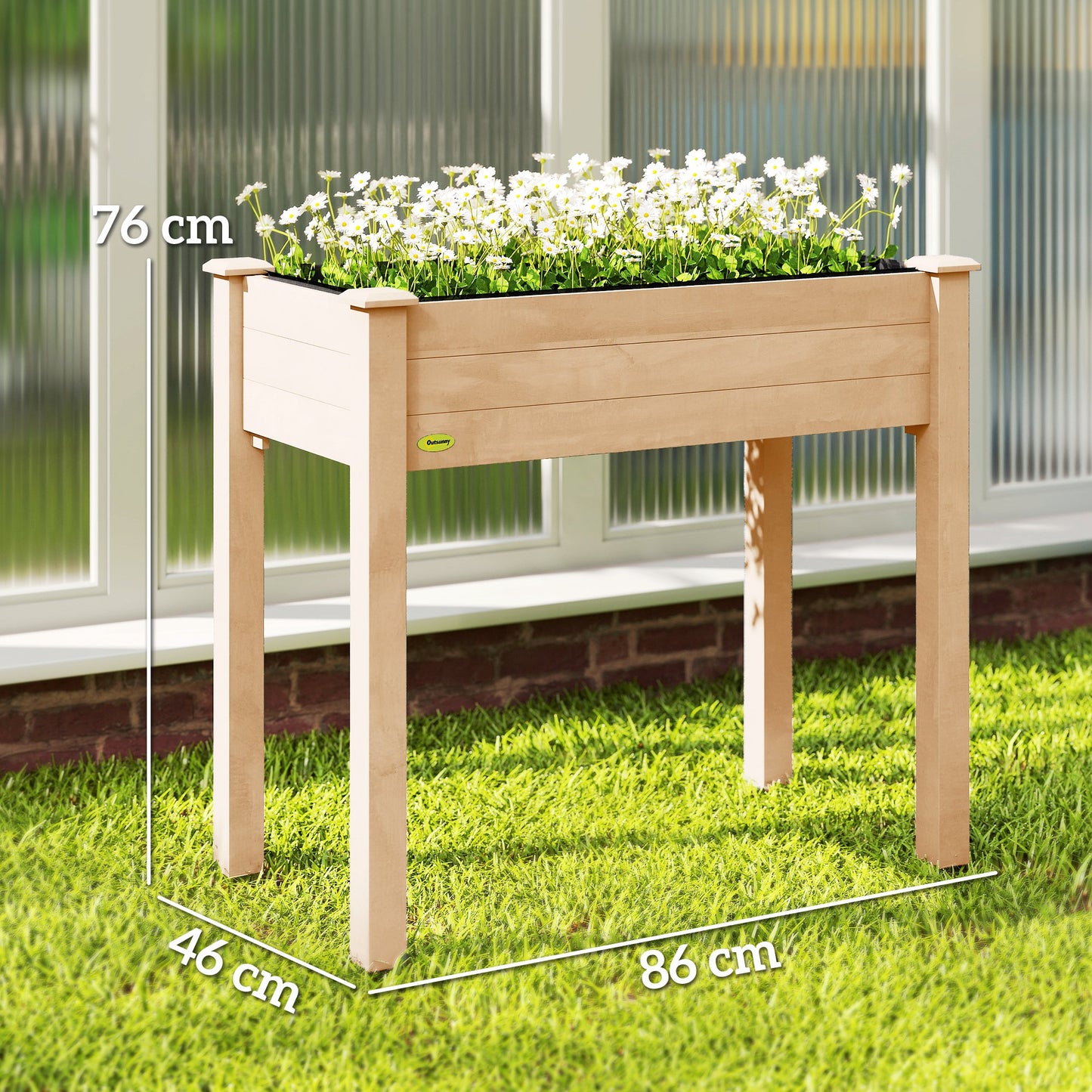 Garden Wooden Planters， Rectangular Raised Bed,Flower Box