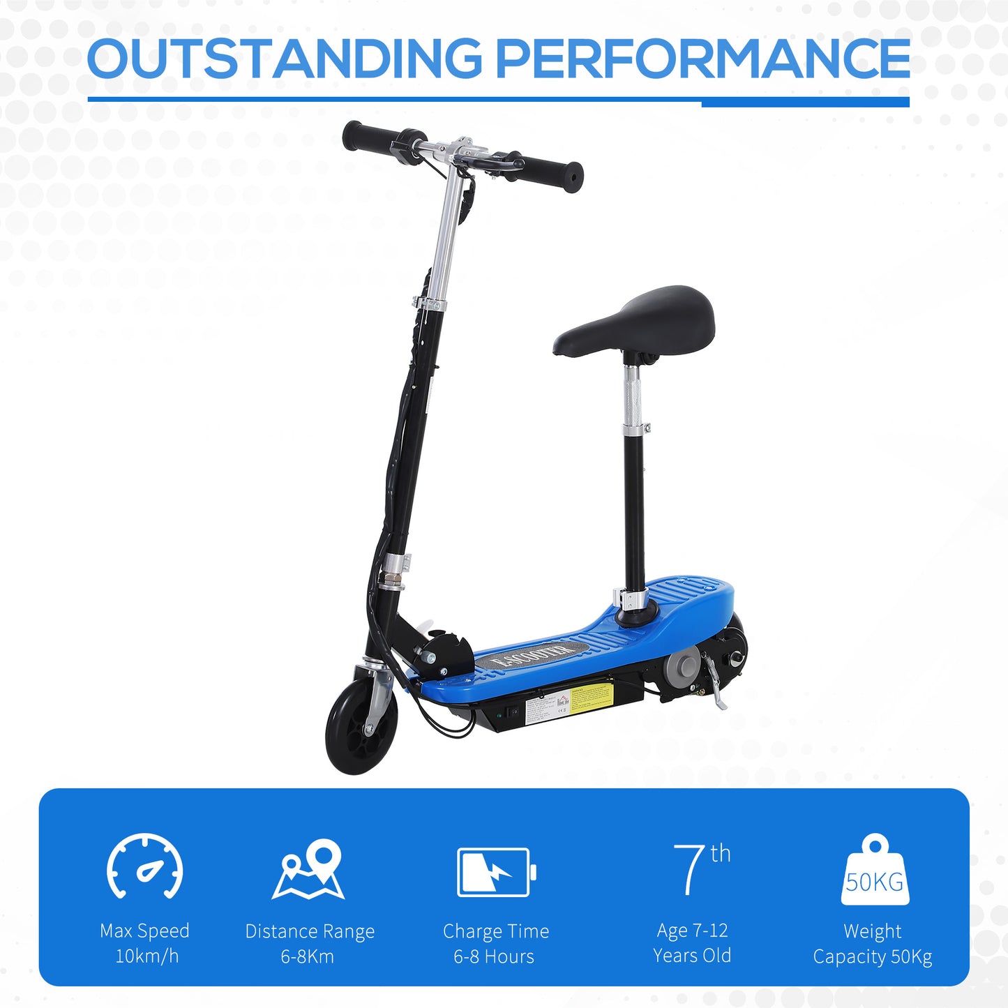 Foldable Electric Scooter for Kids 12V 120W W/Brake Kickstand
