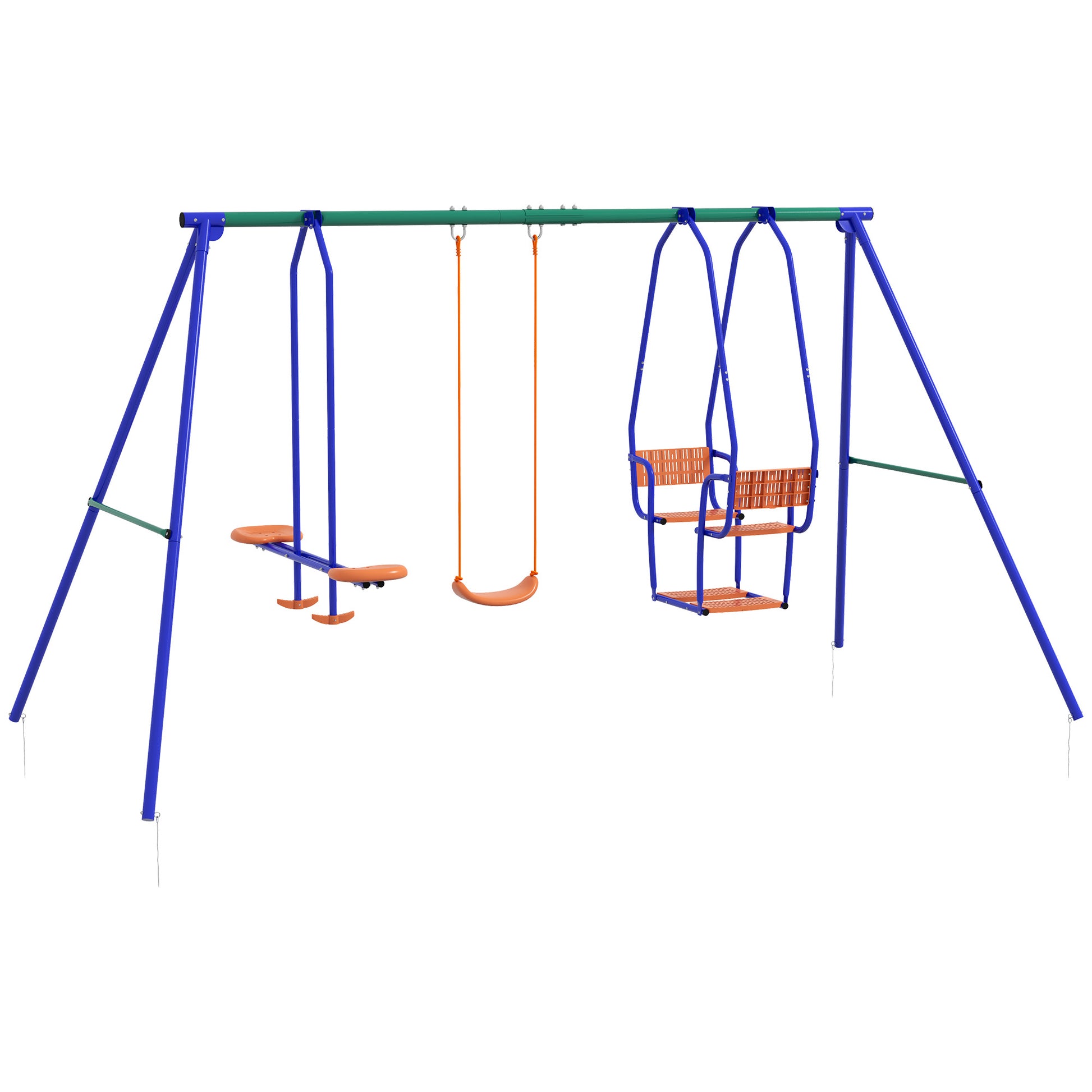 Three-In-One Kids Metal Swing Set with Swing, Glider