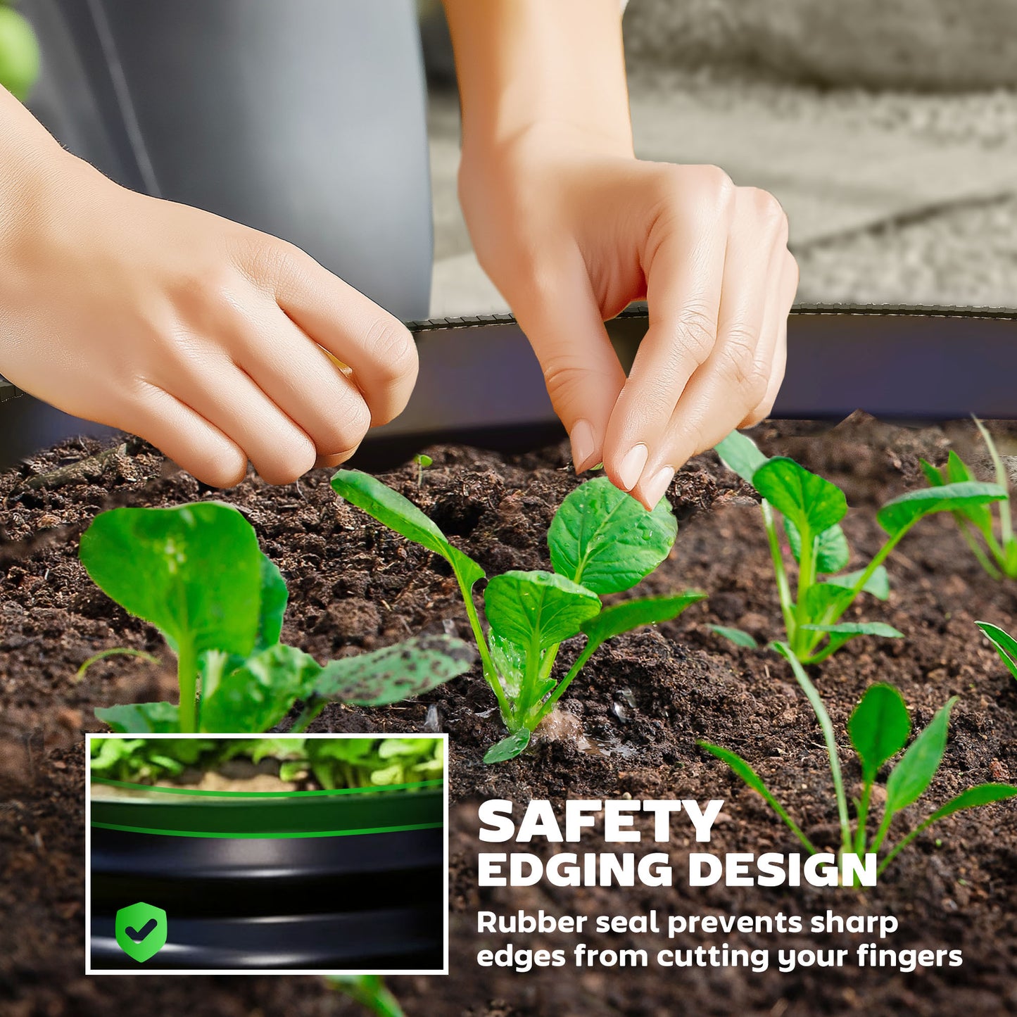 Set of 2 Raised Garden Bed, Metal Planter Box with Safety Edging