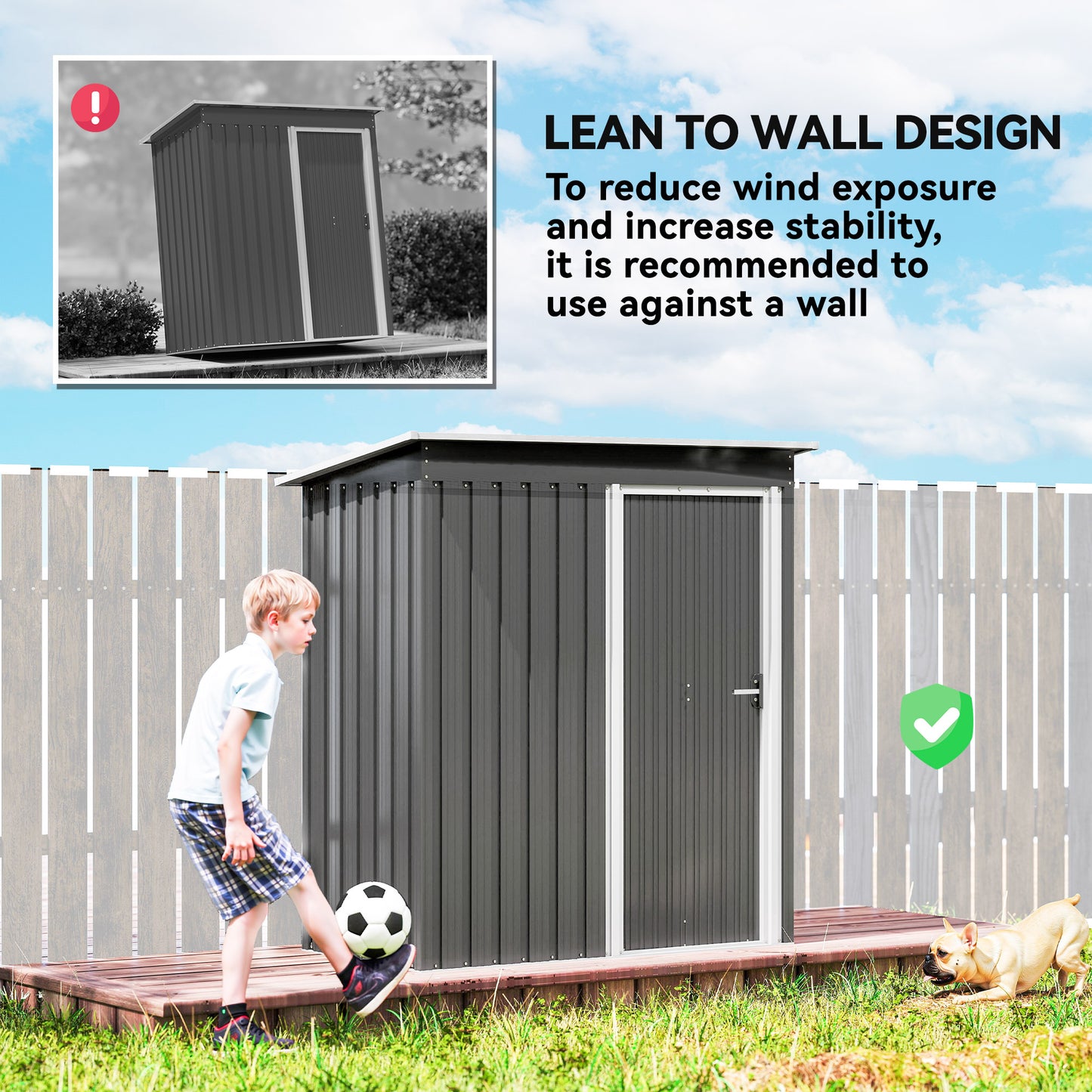5 x 3ft Garden Storage Shed with Sliding Door