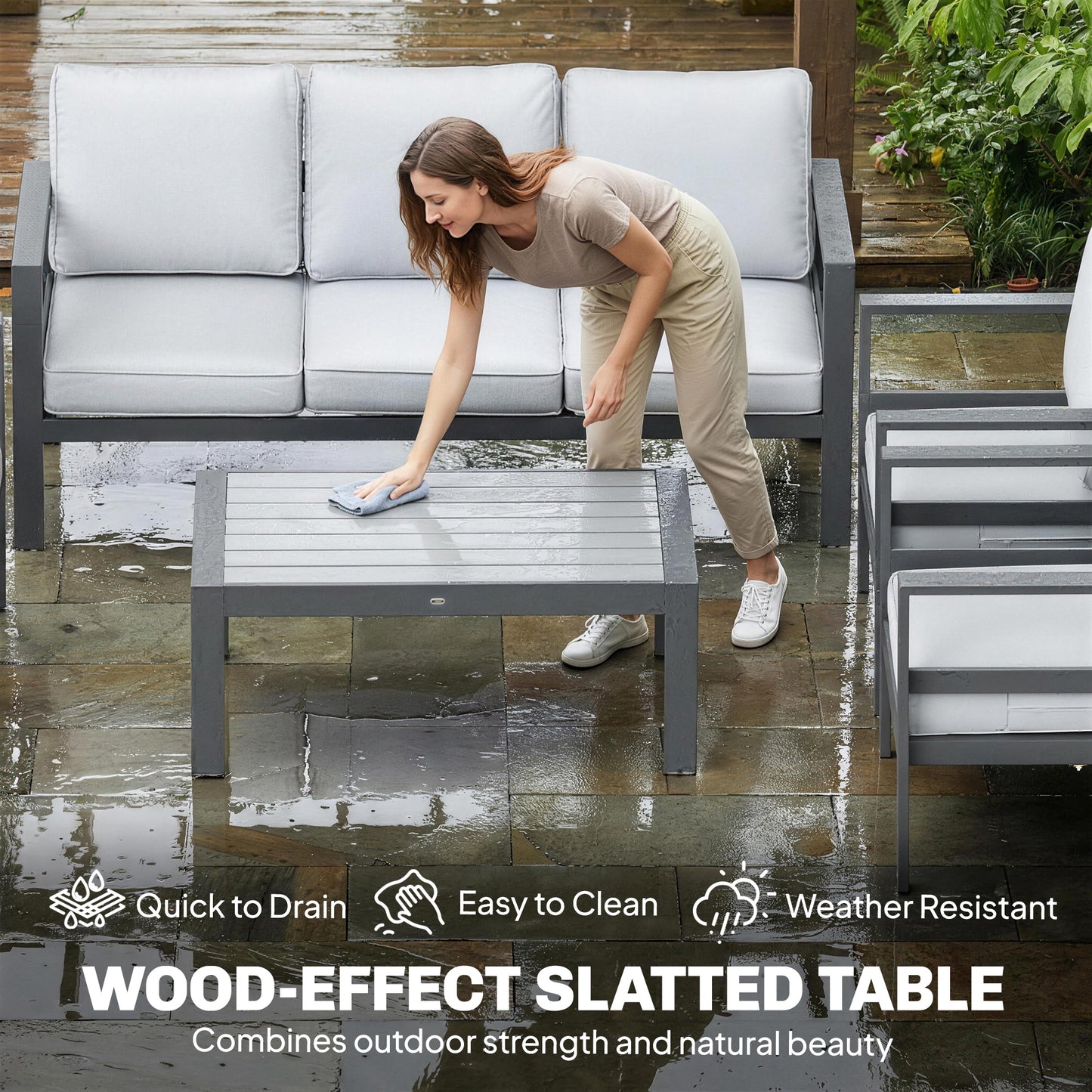 5 Pieces Aluminium Garden Furniture Set with Olefin Cushions