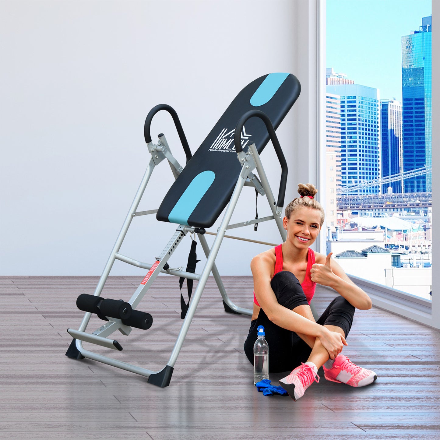 Foldable Gravity Inversion Table Back Therapy Home Fitness Bench