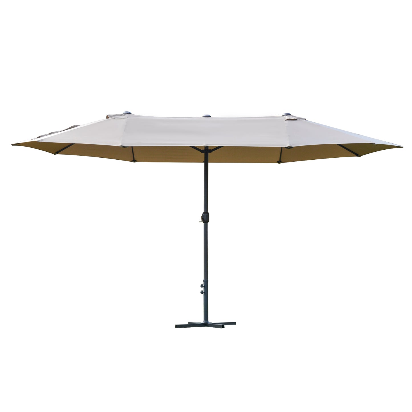 4.6M Sun Umbrella Canopy Double-sided Crank Sun Shade w/ Cross Base (1)