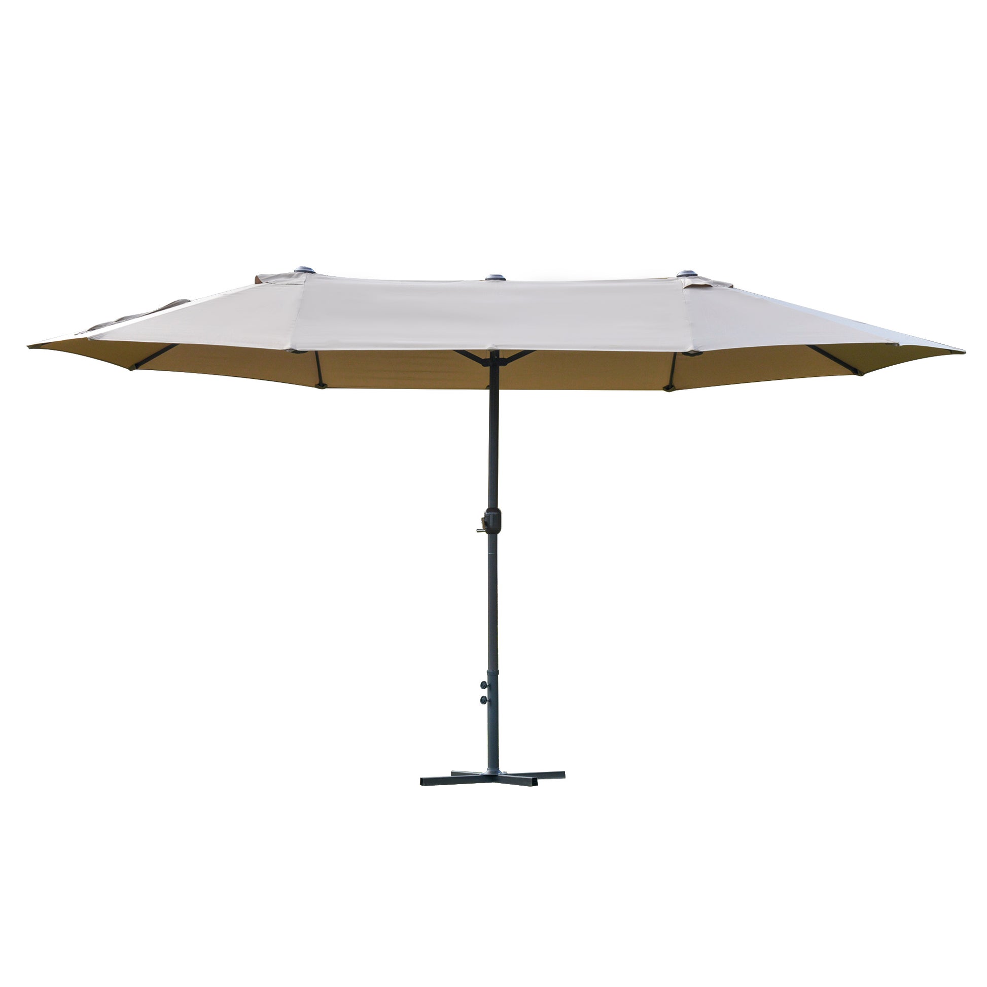 4.6M Sun Umbrella Canopy Double-sided Crank Sun Shade w/ Cross Base (1)