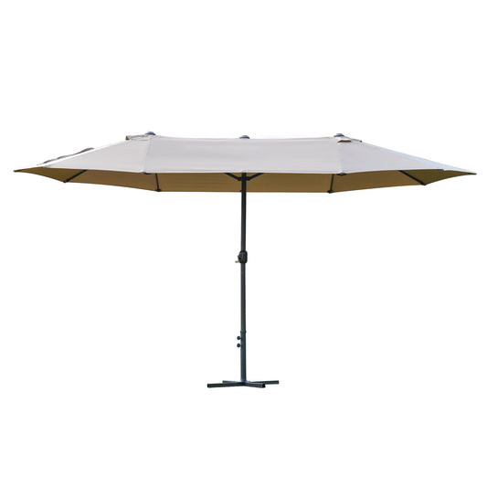 4.6M Sun Umbrella Canopy Double-sided Crank Sun Shade w/ Cross Base (1)