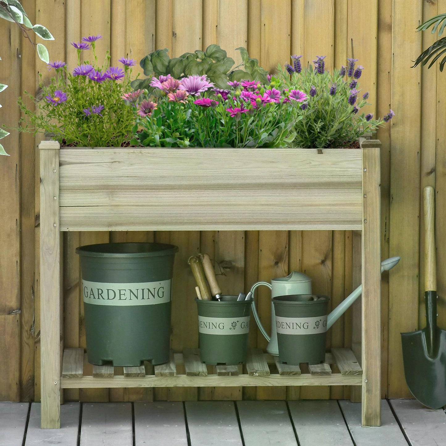 Garden Wooden Planters， Raised Garden Bed with Legs