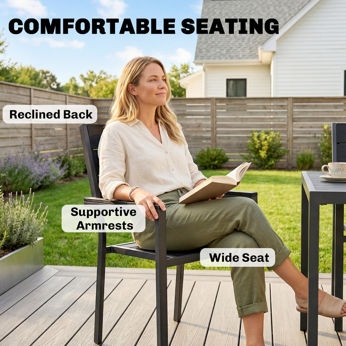 7 Pieces Outdoor Dining Set, Patio Table and Chairs for 6