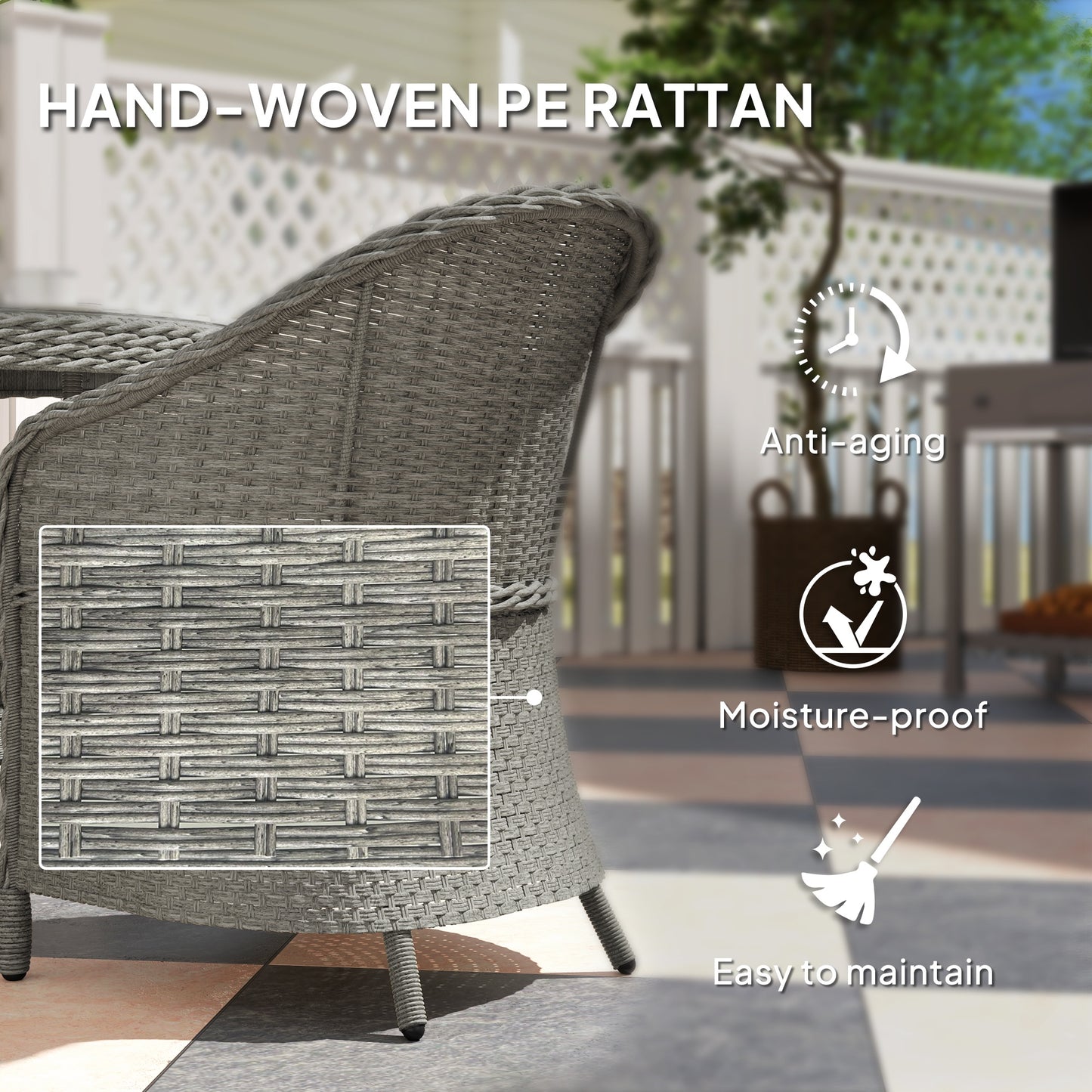 4 Seater Rattan Garden Furniture Set with Cushions