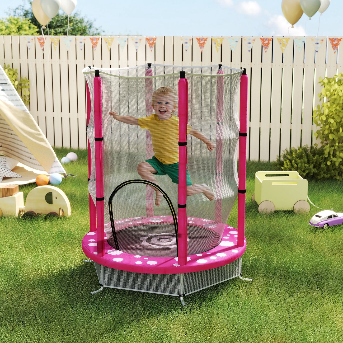 4.6ft Toddler Trampoline w/ Safety Enclosure Net