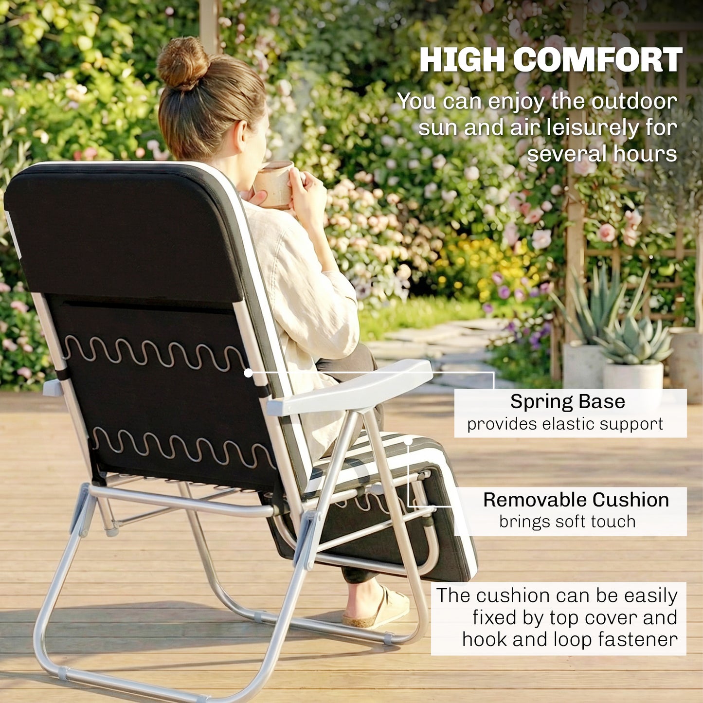 Set of 2 Foldable Patio Sun Lounger with Adjustable Backrest