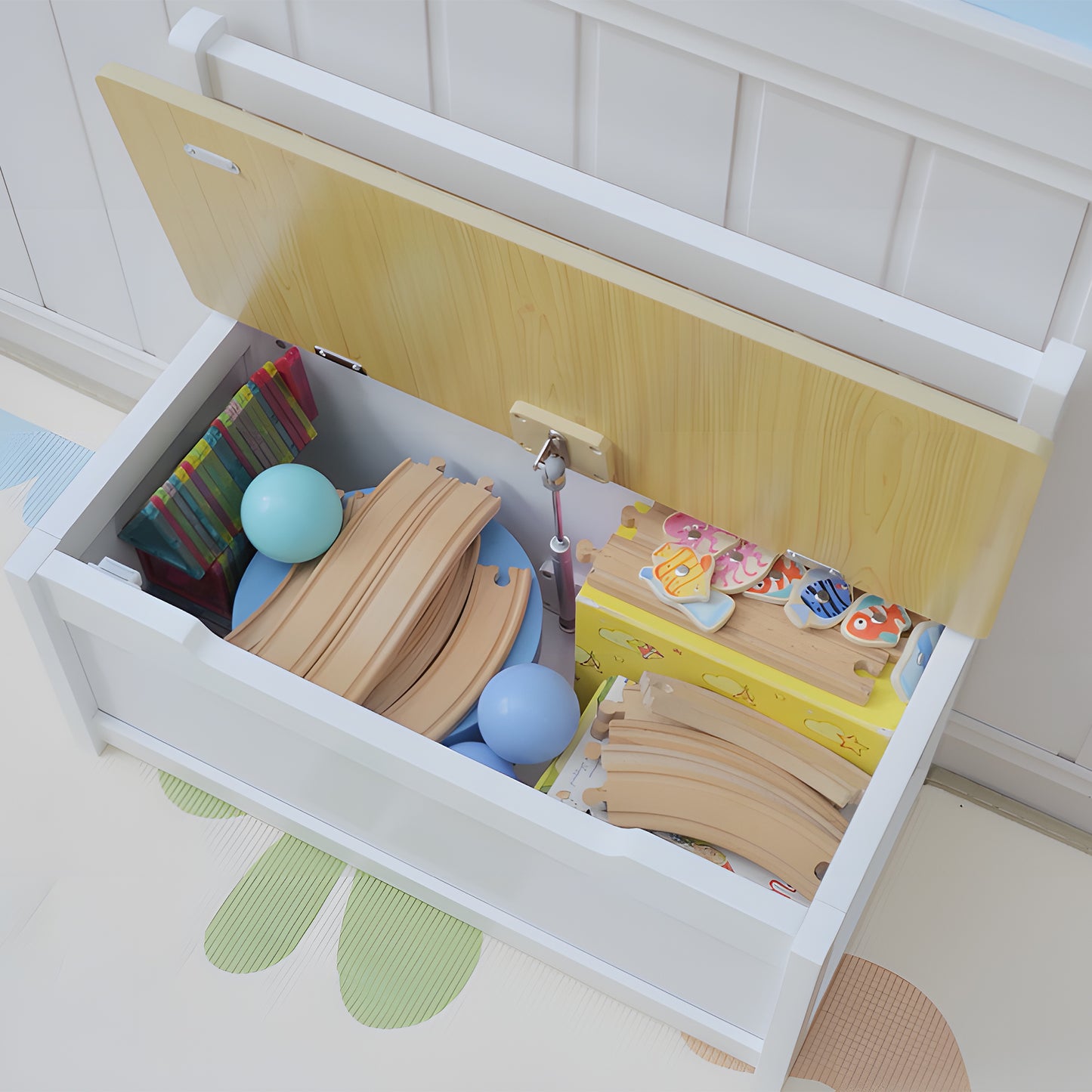 2 In 1 Wooden Toy Box, Seat Storage Bench (1)