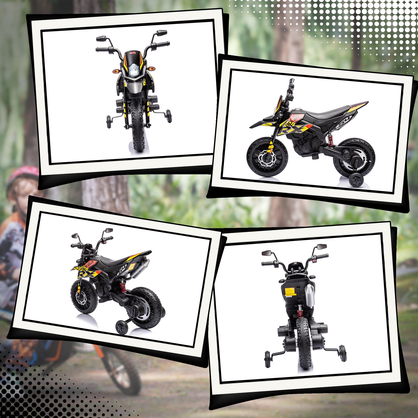 12V Aprilia Licensed Kids Motorbike with Training Wheels