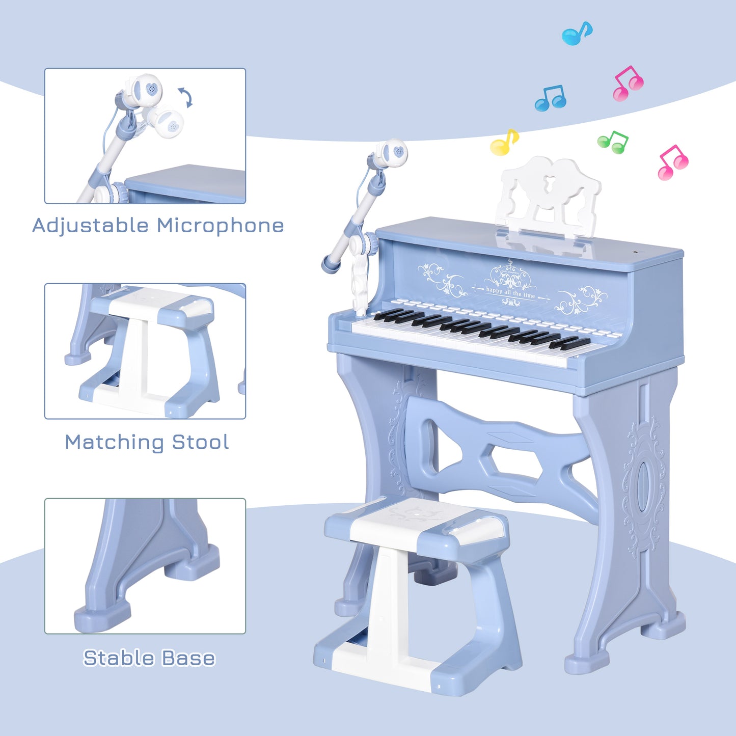 37 Keys Kids Piano Mini Electronic Keyboard Light Kids Musical (1)