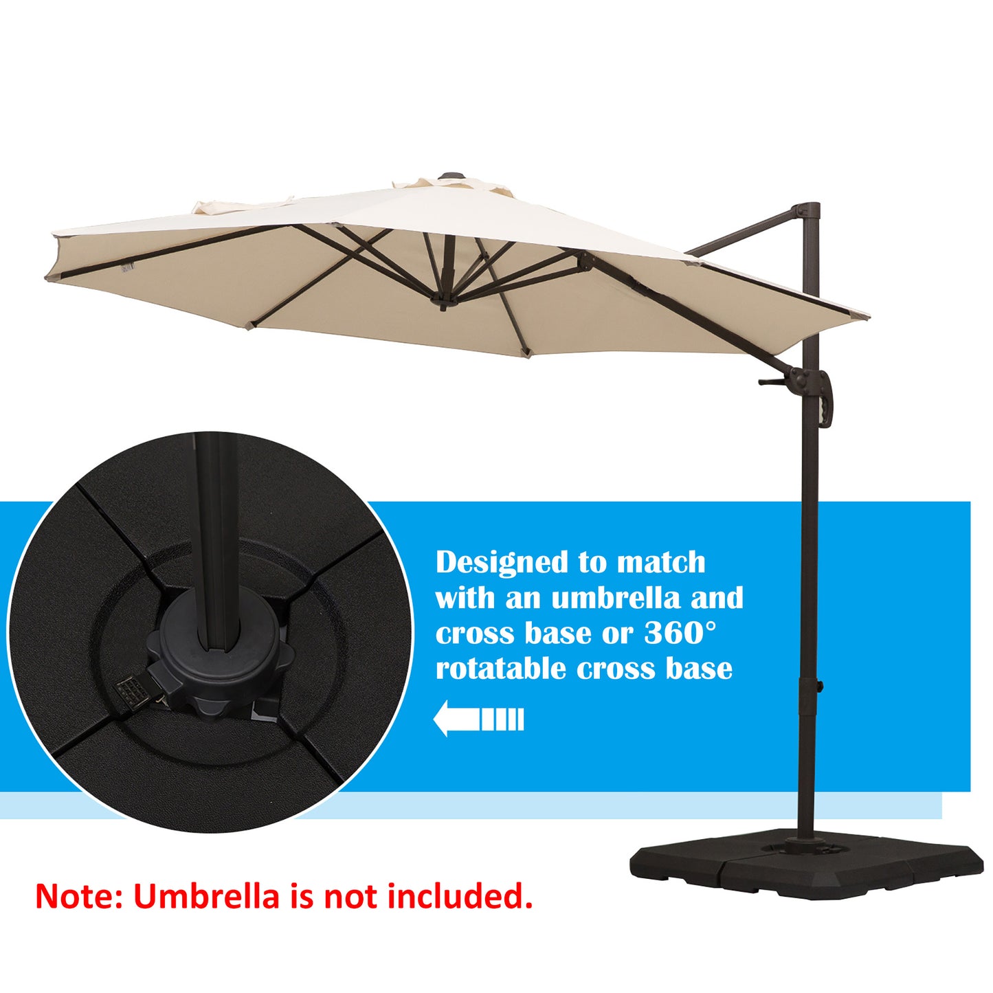 Set of 4 Parasol Base Stand Weights for Cantilever Parasols
