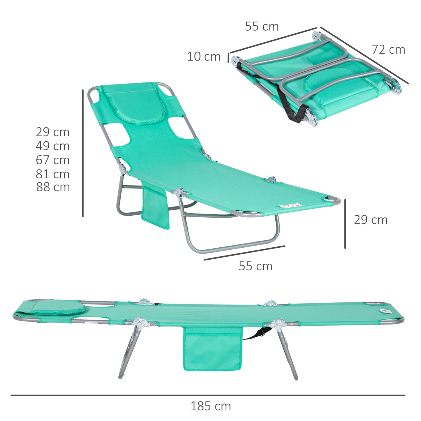 Foldable Sun Lounger with Reading Hole