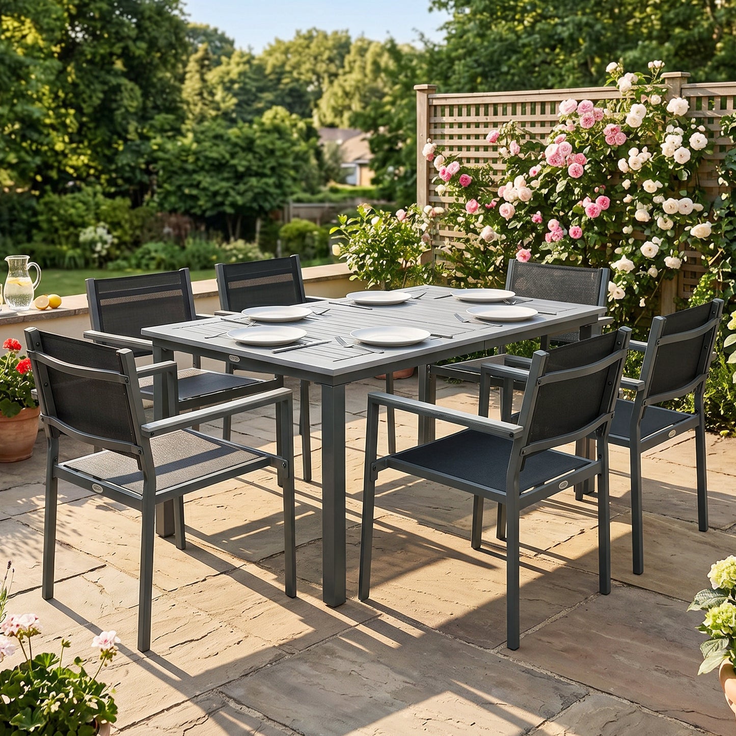 Garden Dining Set with Acacia Wood Table Top