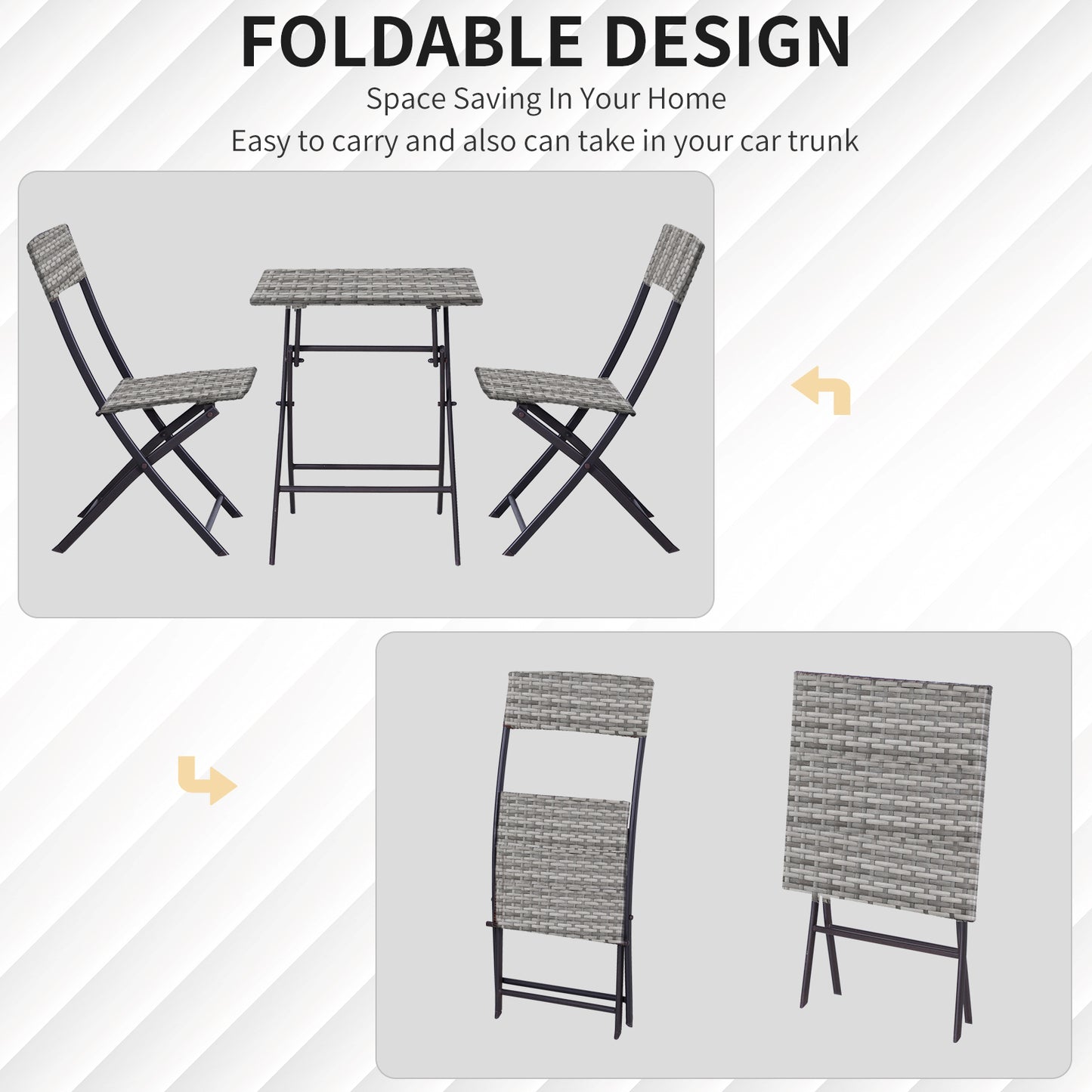 2-Seater Chair Bistro Set Garden Patio Table & Chair Black Rattan