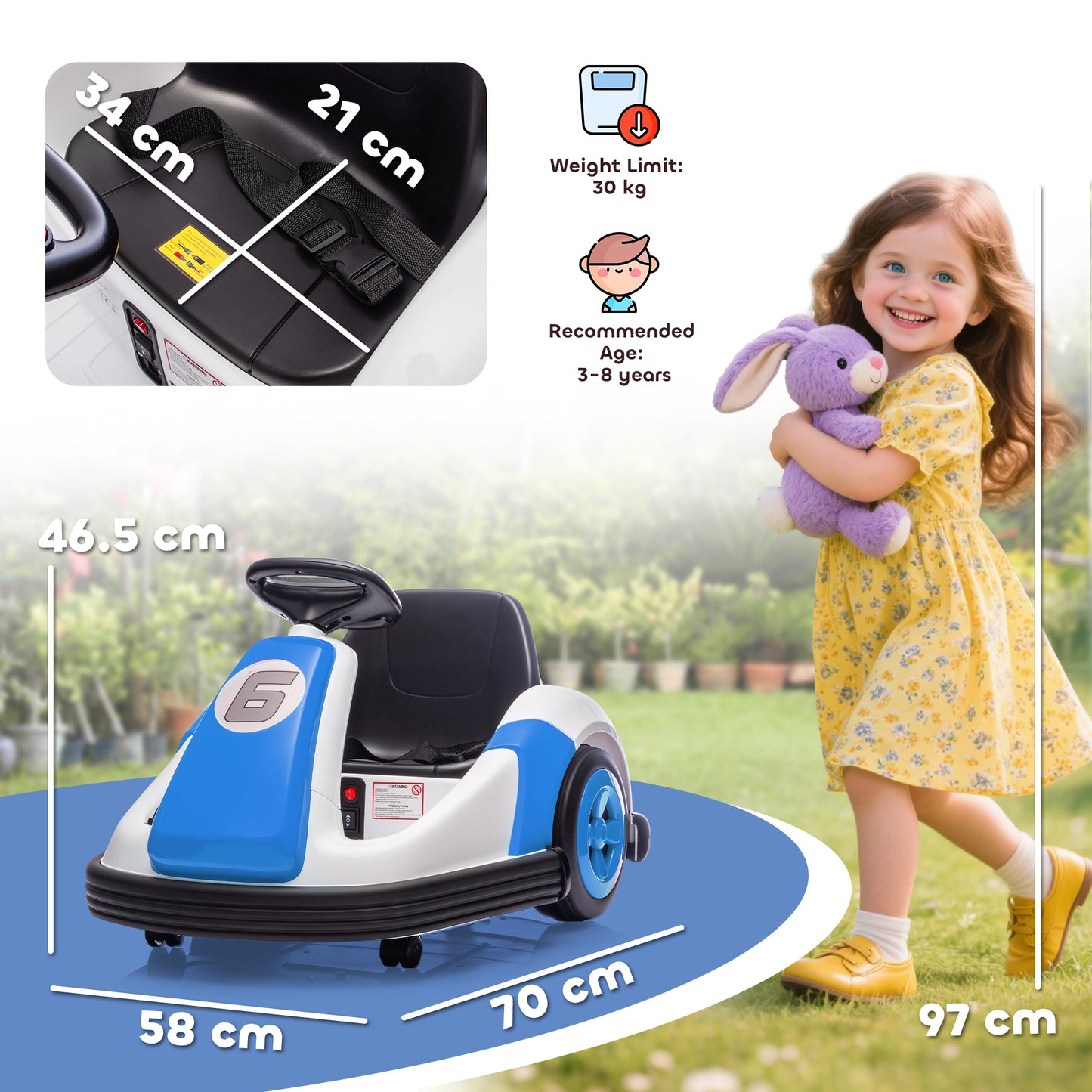 Kids Bumper Car with 360-Degree Rotation