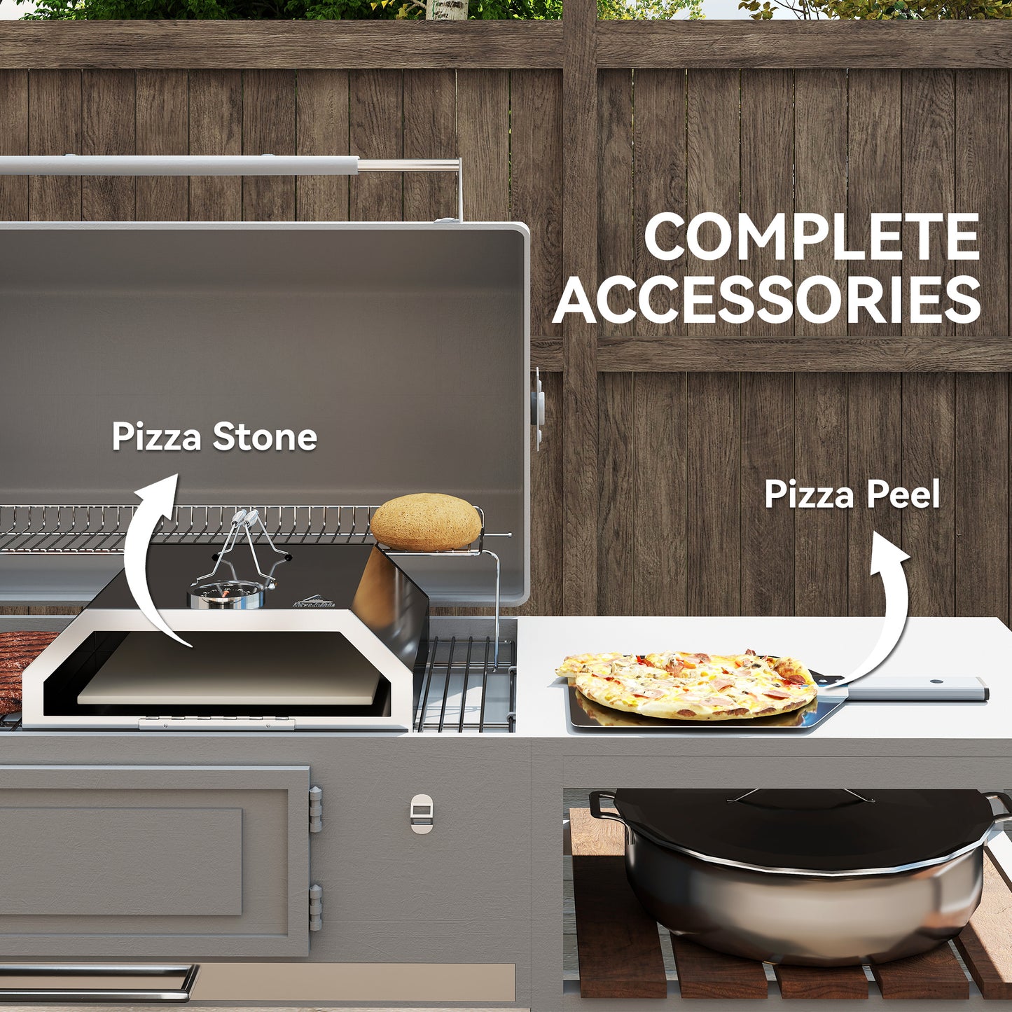 8 in Portable Stainless Steel BBQ Grill Top Pizza Oven