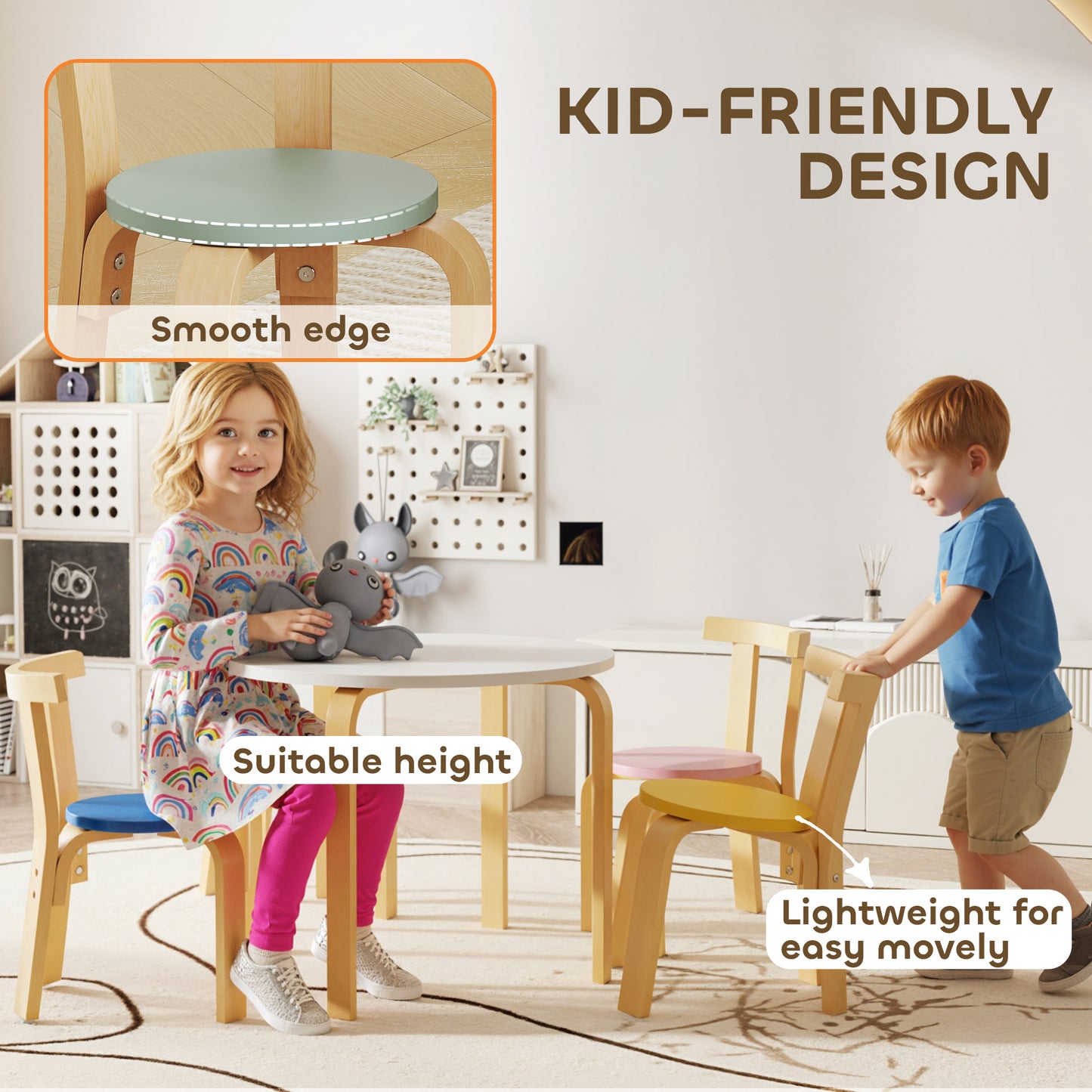 5 Piece Kids Table and Chairs Set