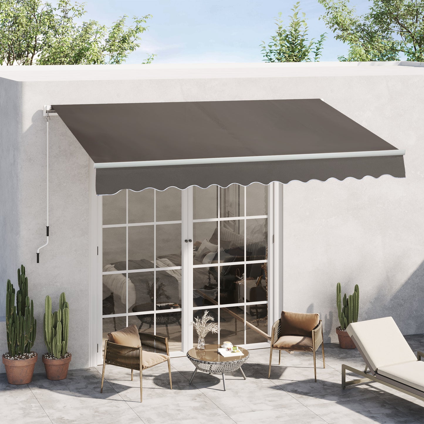 Awning Canopy Manual Retractable Porch Sun Shade Shelter 3 x 2m