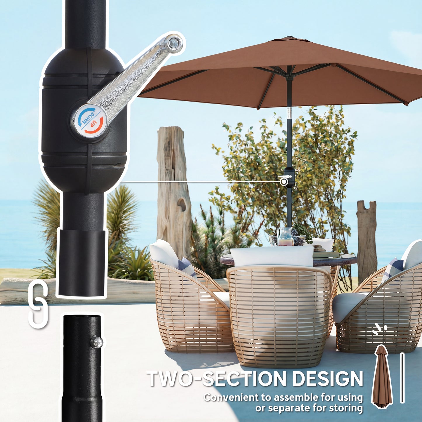 2.6 m Garden Parasol Umbrella with Aluminium Pole (5)