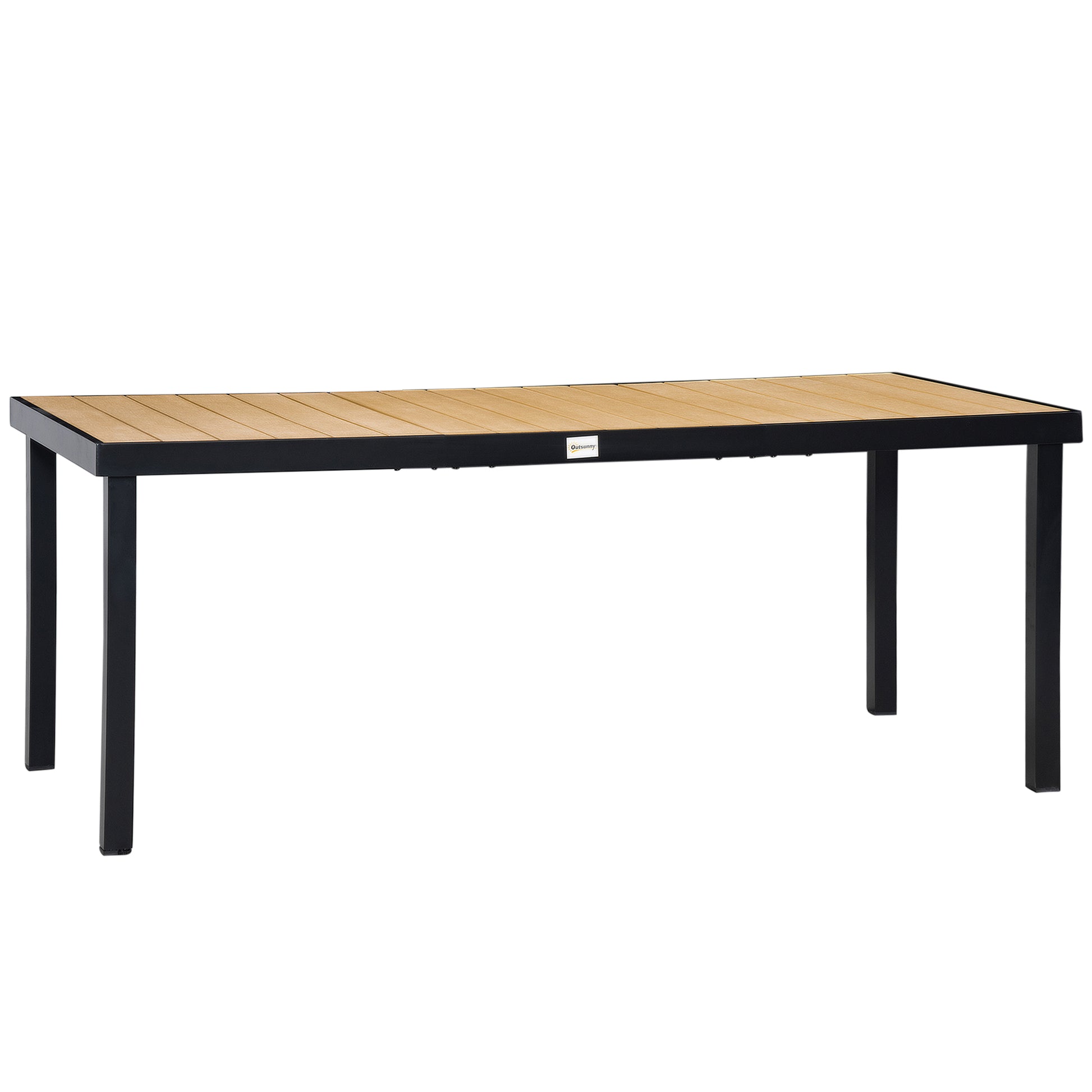 Aluminium Outdoor Garden Dining Table for 8 People, Faux Wood Top