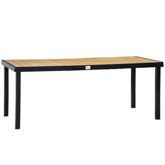 Aluminium Outdoor Garden Dining Table for 8 People, Faux Wood Top