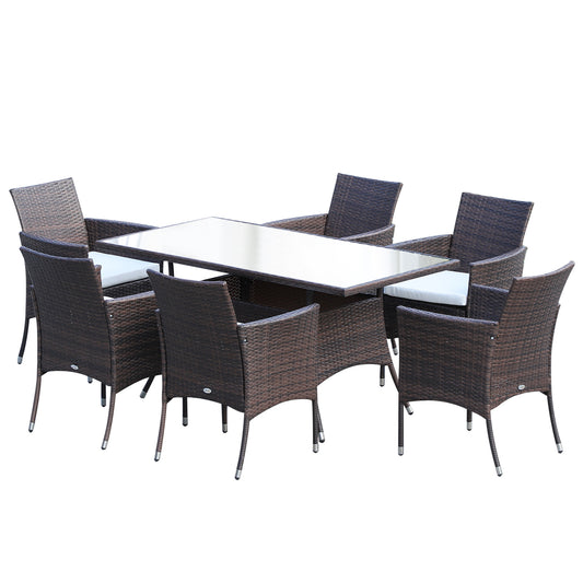 6 Seater Rattan Dining Set with Cushions