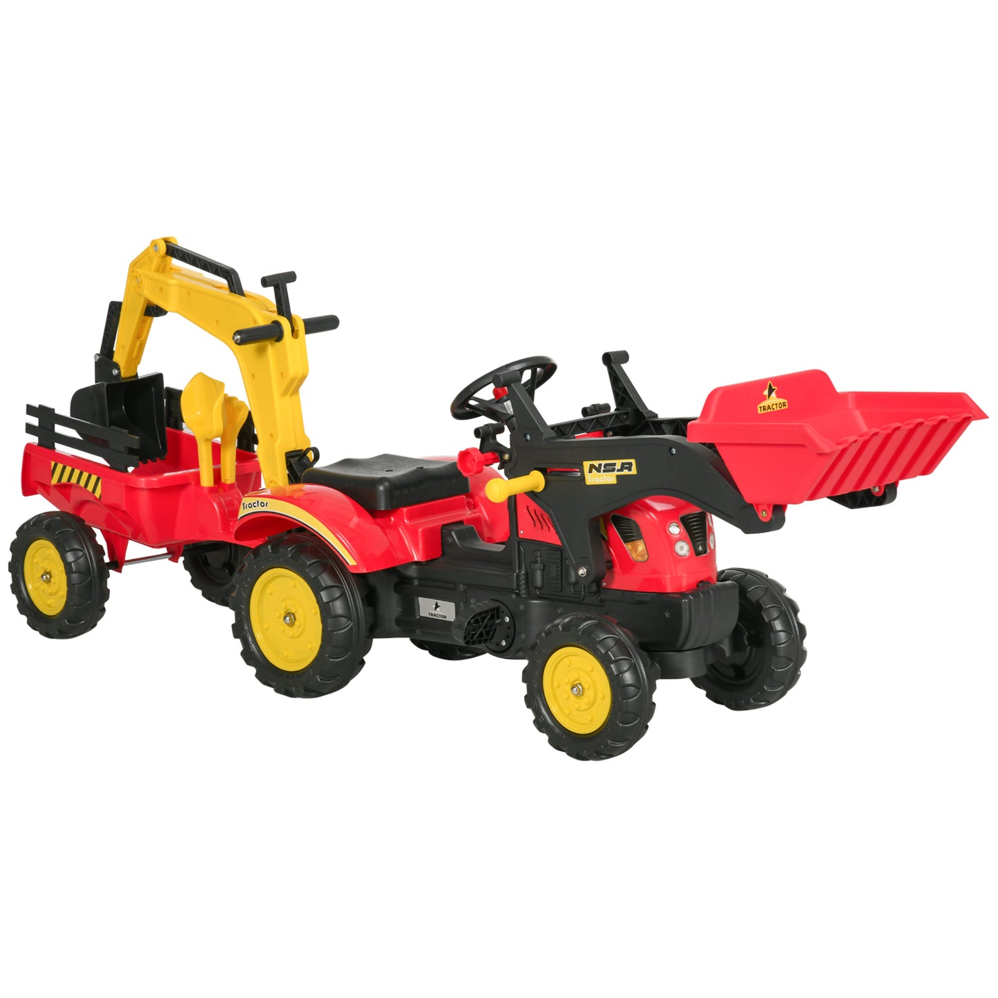 Ride On Tractor for Kids, 3 in 1 Ride On Excavator Toy Car
