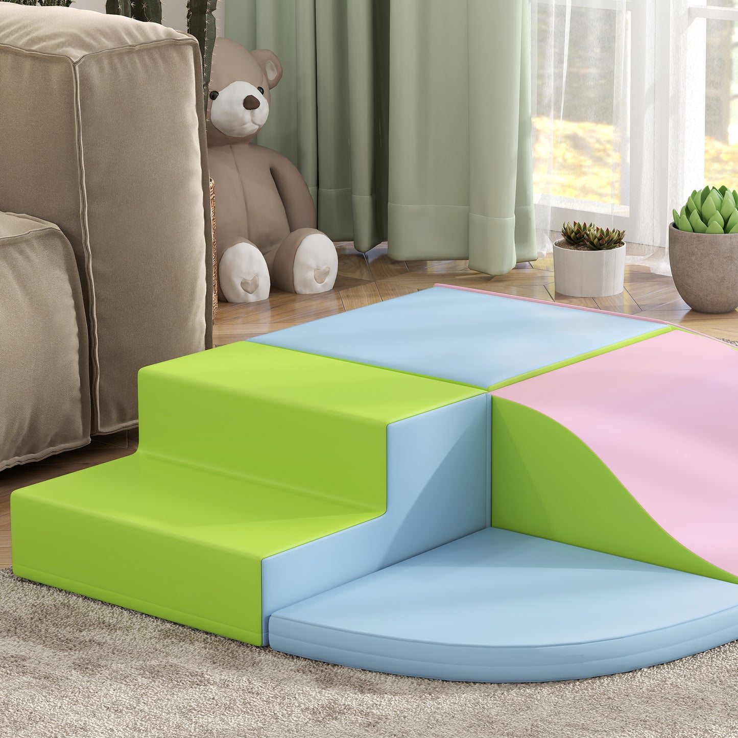 6 Piece Soft Play Equipment for Kids Climb and Crawl