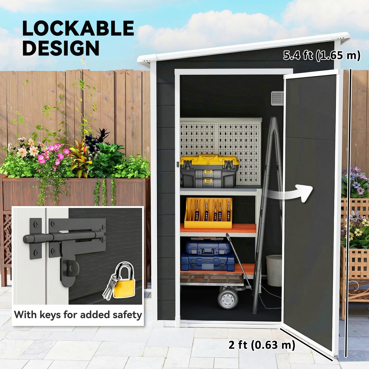 4'x5' Garden Storage Shed, Lean to Shed