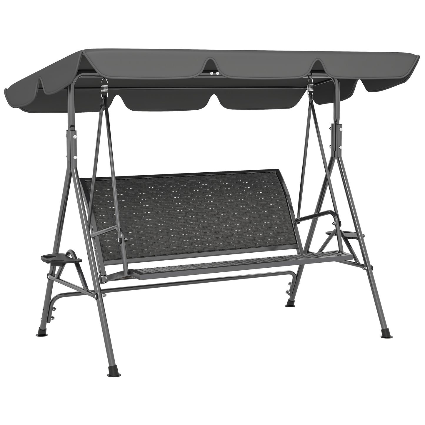 3 Seater Swing Chair, Garden Swing Seat Bench with Adjustable Canopy