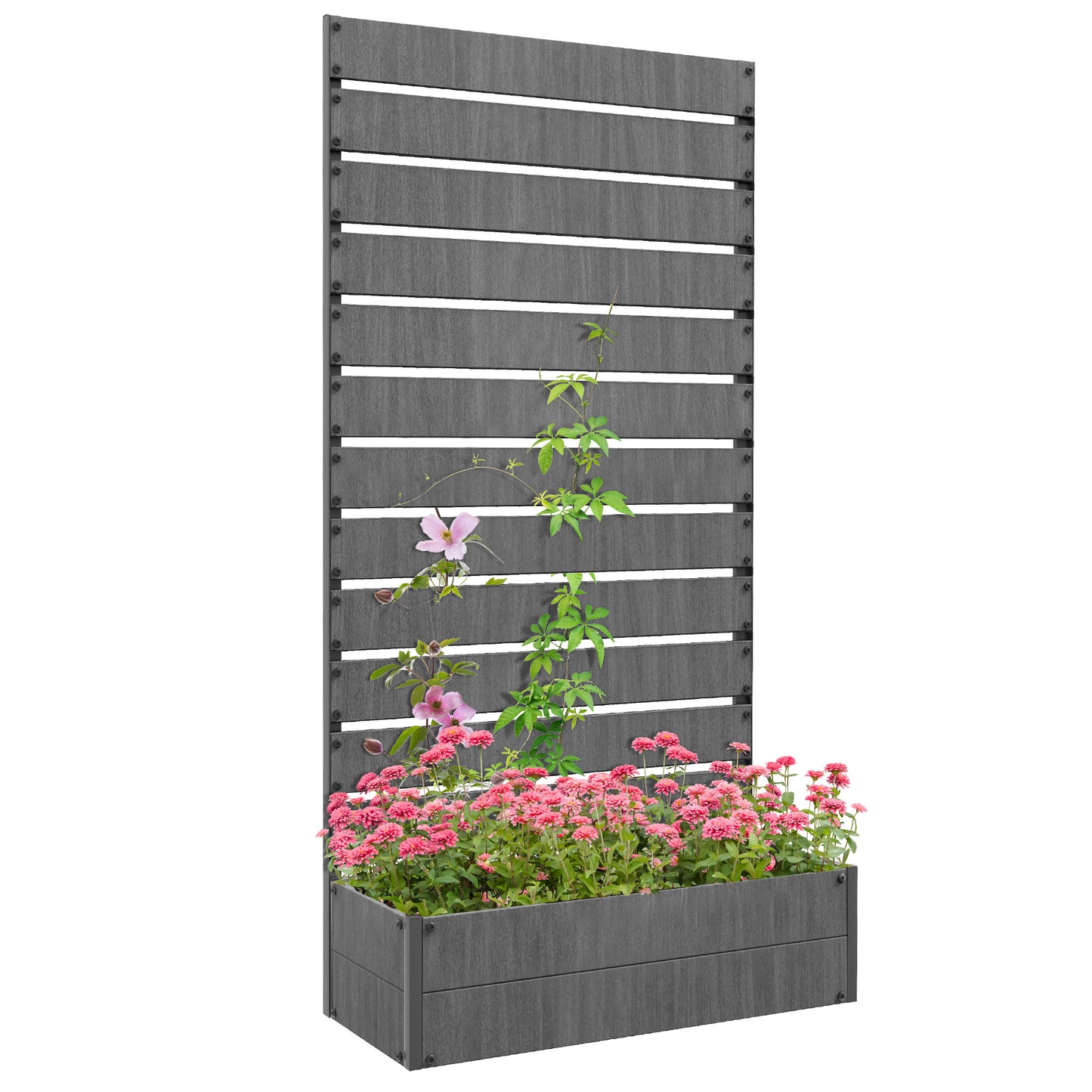 Raised Bed for Garden, Planter with Trellis for Climbing Plants