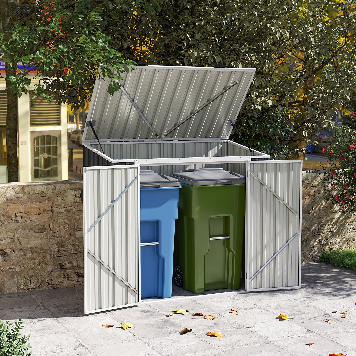 5ft x 3ft Garden 2-Bin Steel Storage Shed