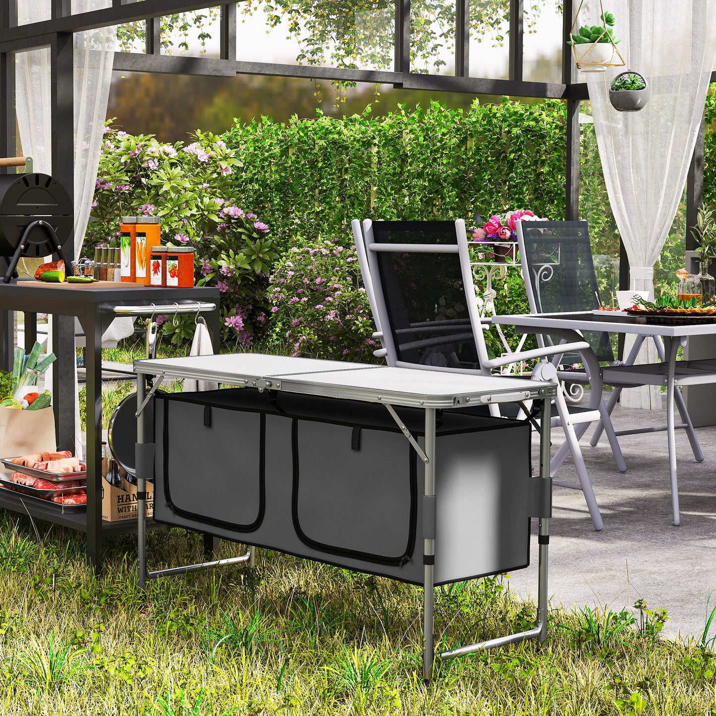 4ft Folding Camping Cupboard Kitchen