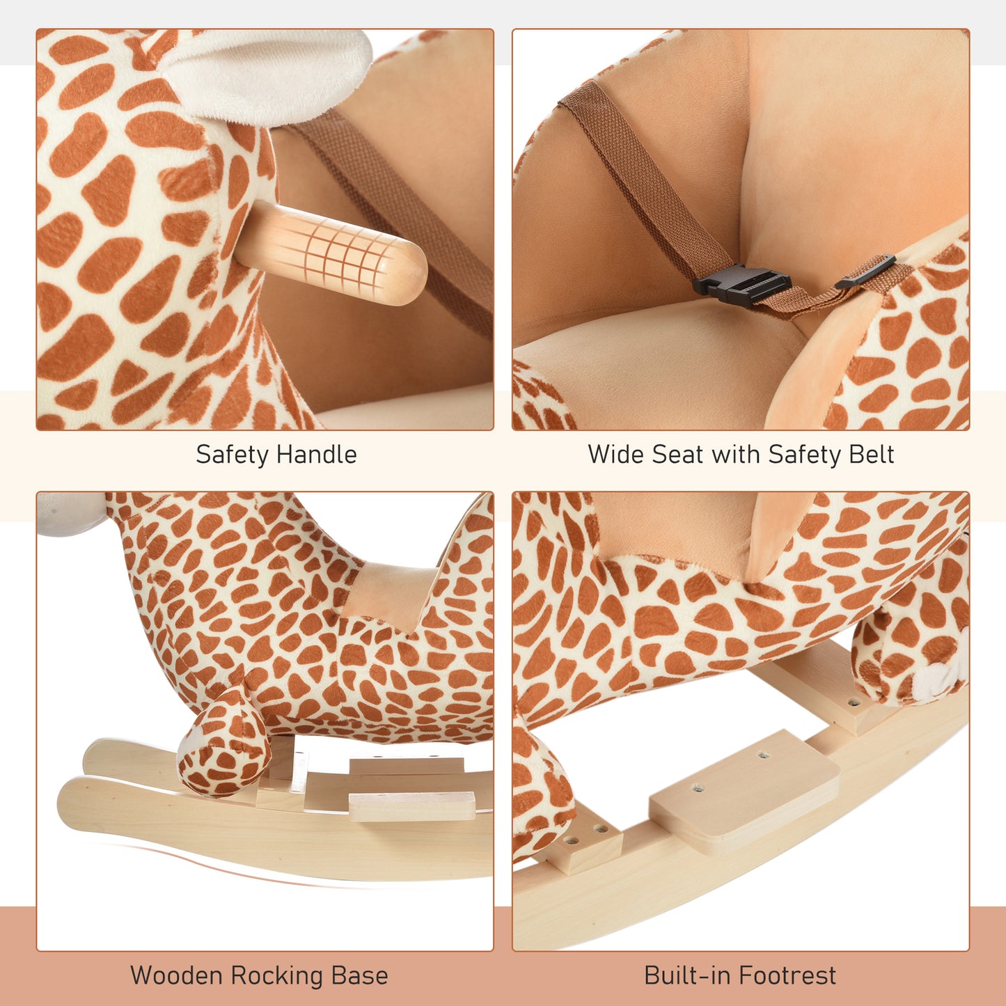Children Kids Rocking Horse Toys Giraffe Seat Belt Toddlers Baby