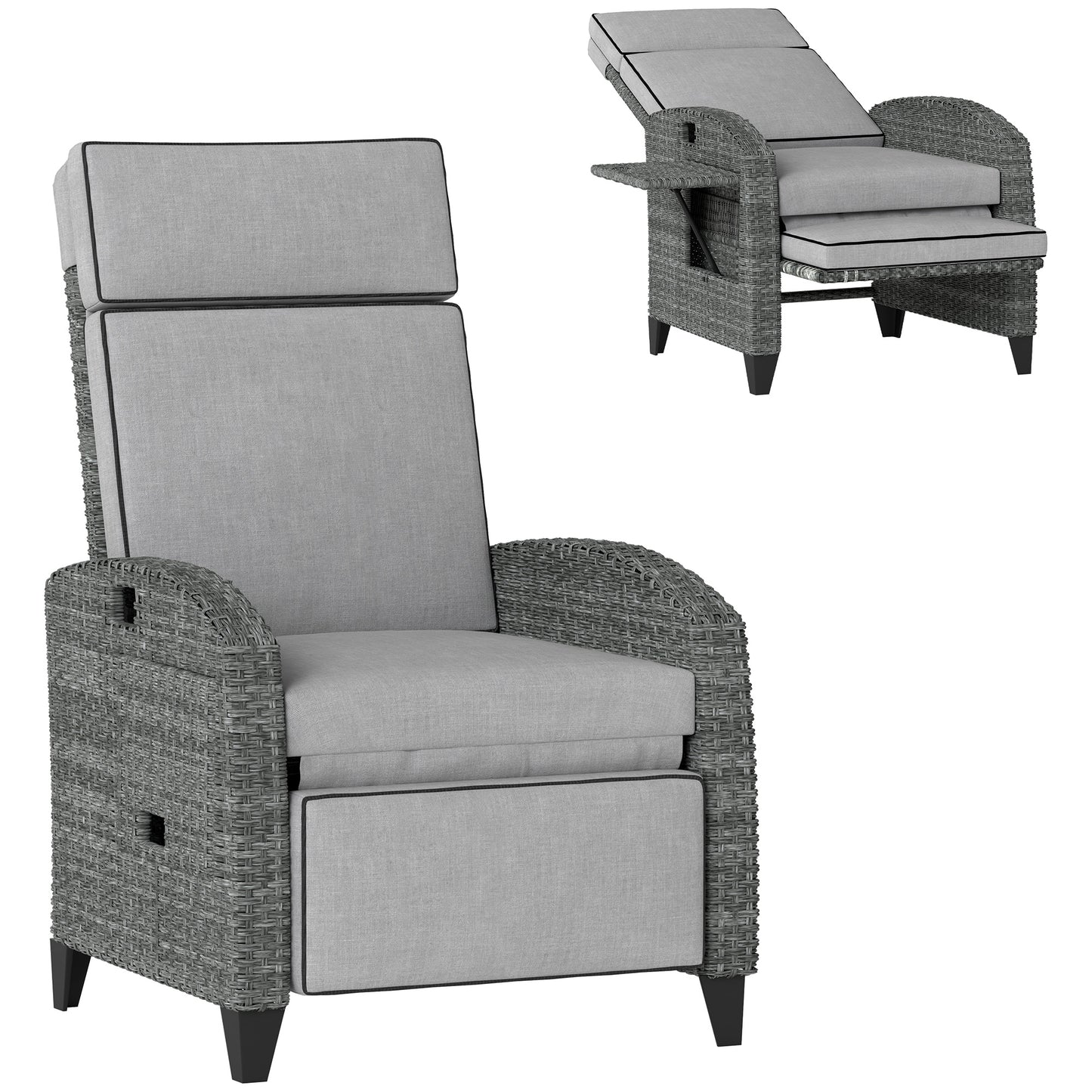Outdoor Recliner Chair with Adjustable Backrest and Footrest (2)