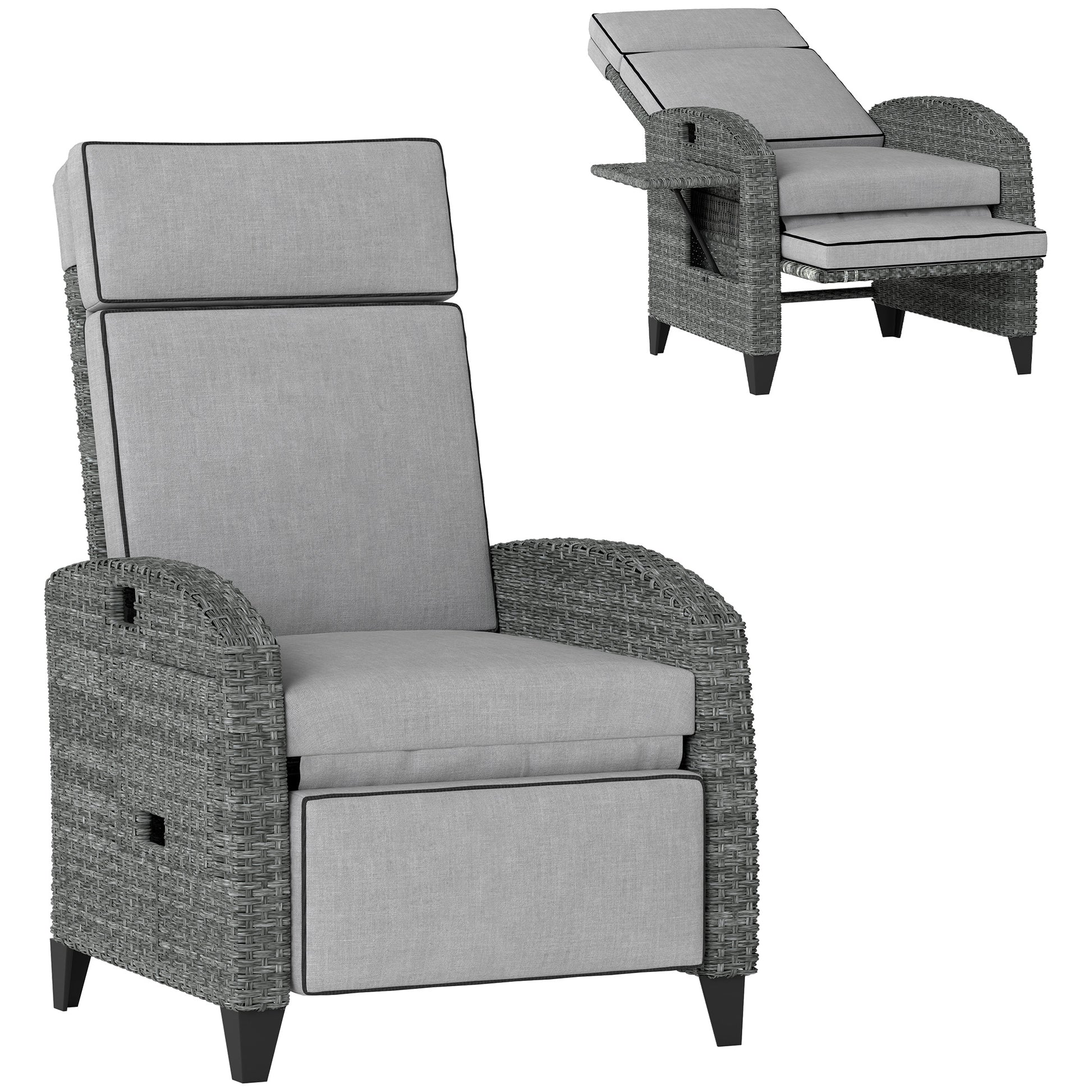 Outdoor Recliner Chair with Adjustable Backrest and Footrest (2)